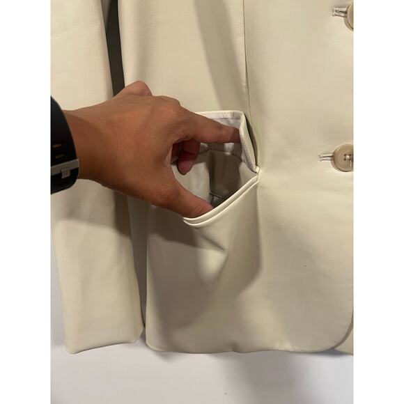 Oak + Fort Vegan Leather Oversized Blazer XXS Cream - Picture 4 of 8